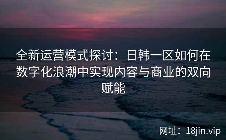 全新运营模式探讨：日韩一区如何在数字化浪潮中实现内容与商业的双向赋能