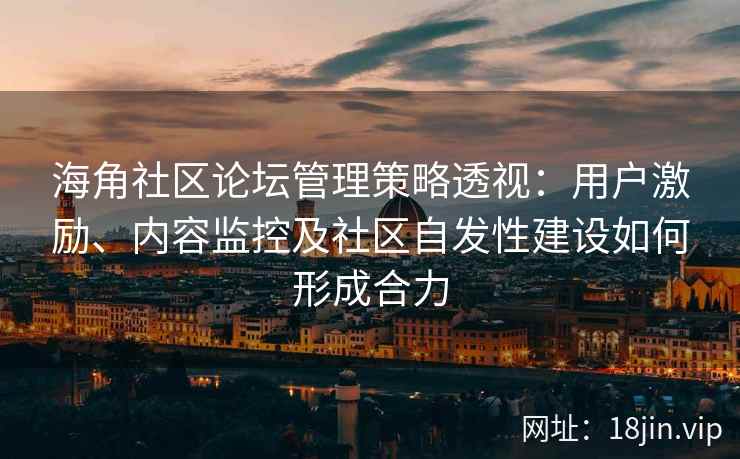 海角社区论坛管理策略透视：用户激励、内容监控及社区自发性建设如何形成合力